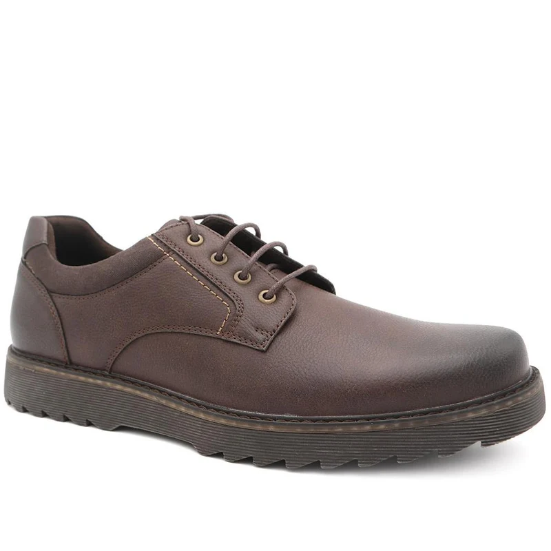 Wide Fit Smart Lace Up Shoes - XINGH44007 / 330 041 - Brown