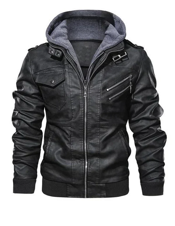 Prio | Stilvolle Premium Leder-Winter-Jacke mit Kapuze