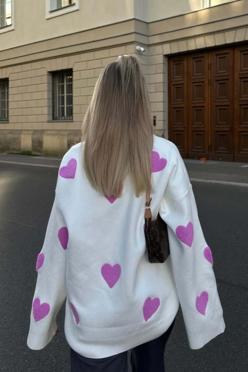 Oversize-Strickpullover mit Herzchen – Barissa