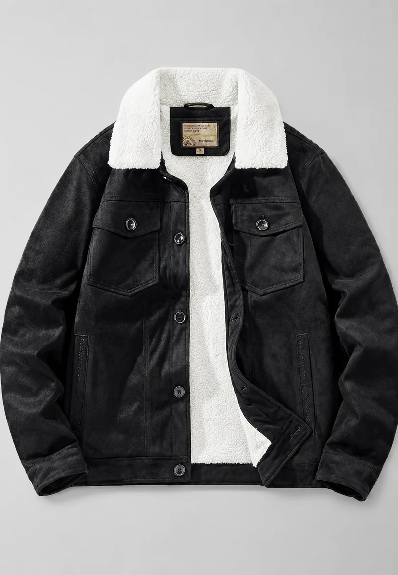 Herrenjacke in Wildlederoptik mit Futter in Lammfelloptik – Bruno