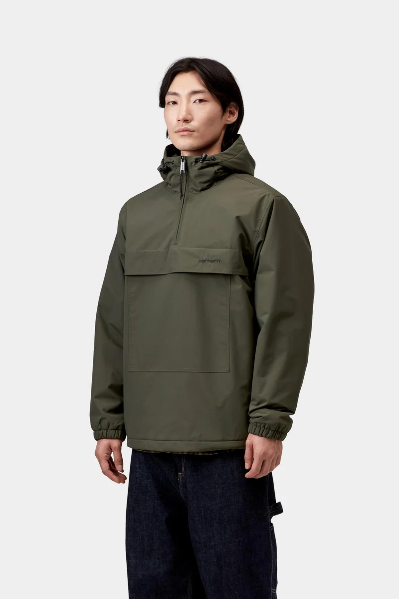 Carhartt WIP Herren-Windbreaker-Pullover-Winterjacke | Zypresse/Schwarz