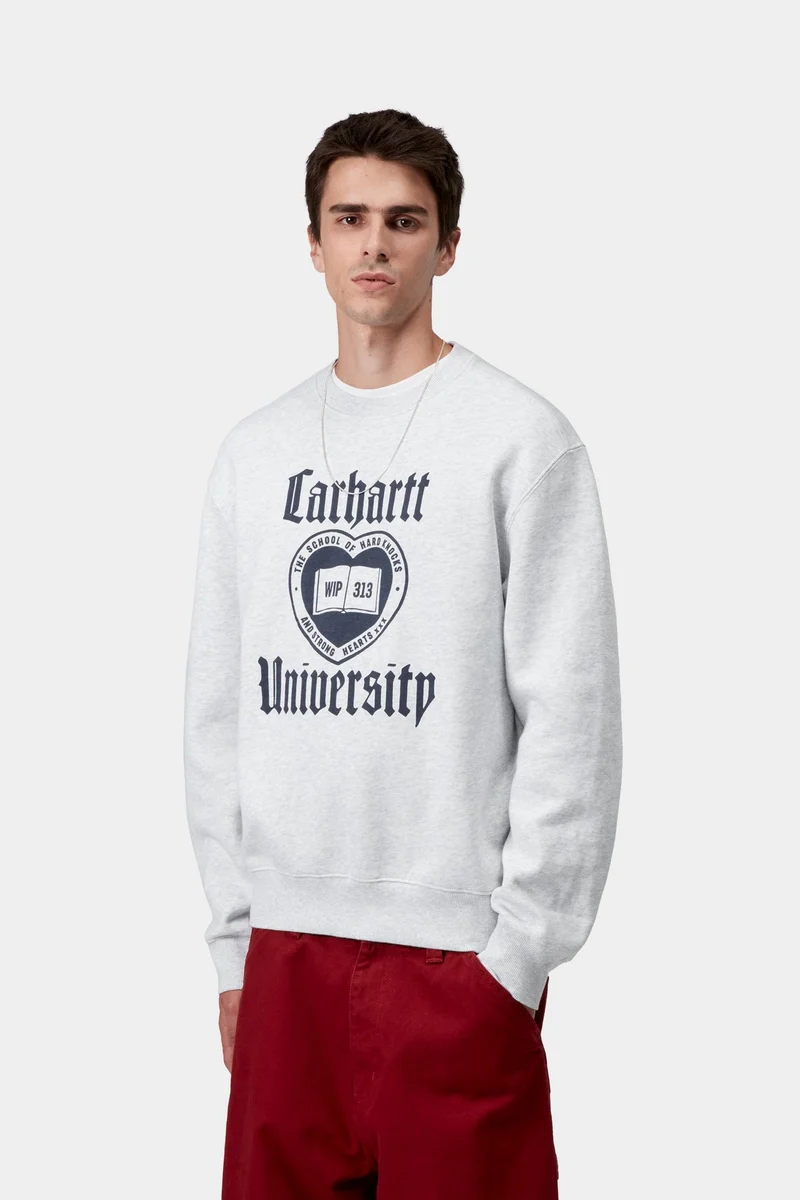 Carhartt WIP Herren-Schul-Sweatshirt | Aschgrau meliert