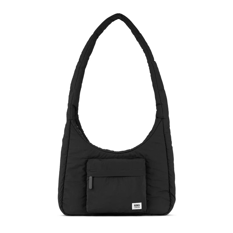 ROKA Belsize Schwarze, mittelgroße Tasche aus recyceltem Taslon