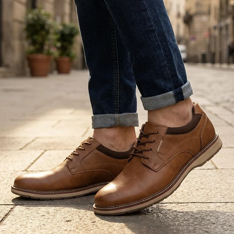 Casual Lace Up Shoes - XINGH44012 / 330 033 - Tan
