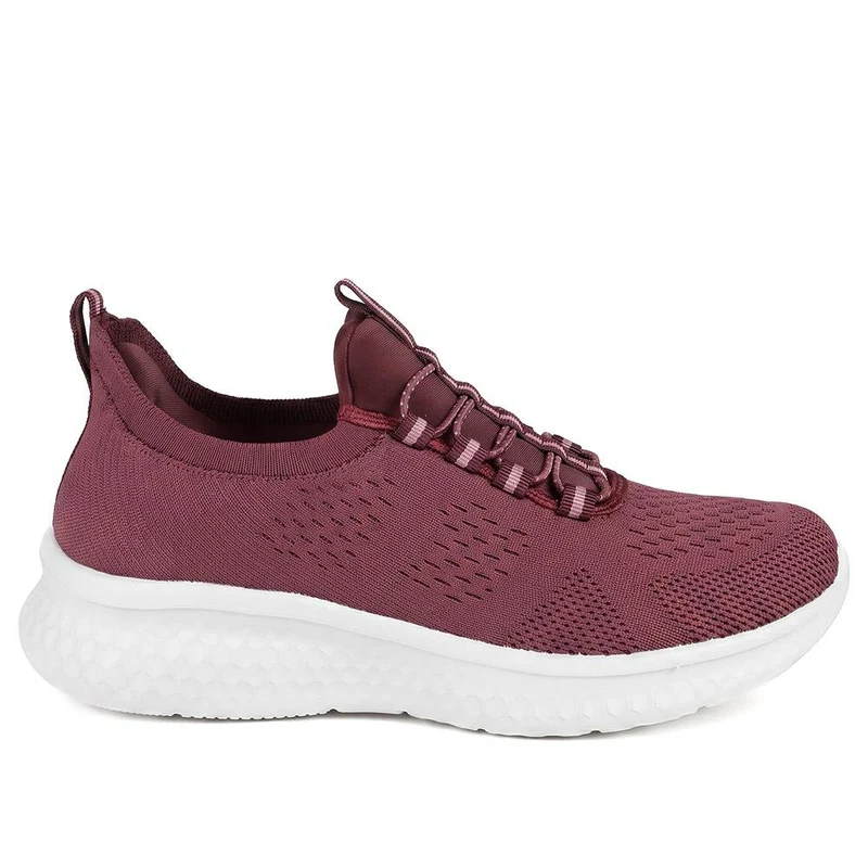 Wide Fit Easy Step In Bungee Lace Trainers - BRK42002 / 328 108 - Burgundy