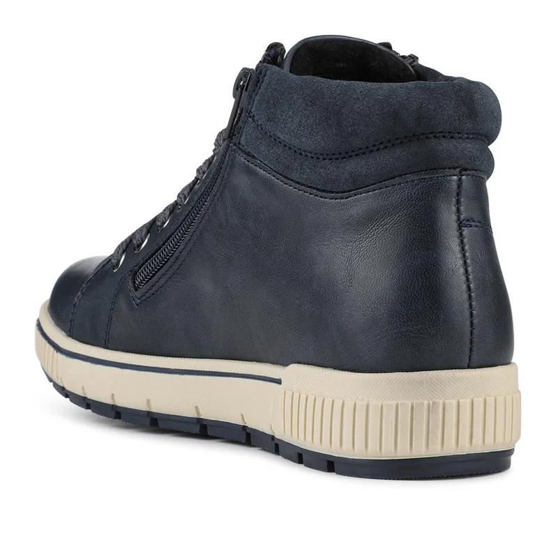 Lace Up Boots With Side Zip - SIN42000 / 328 220 - Navy