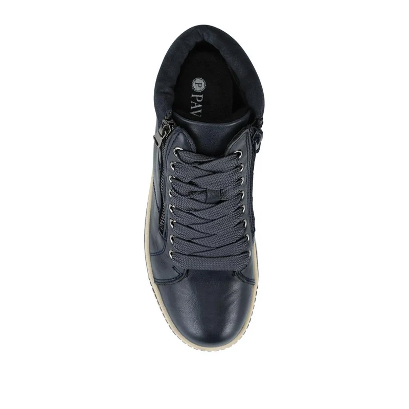 Lace Up Boots With Side Zip - SIN42000 / 328 220 - Navy