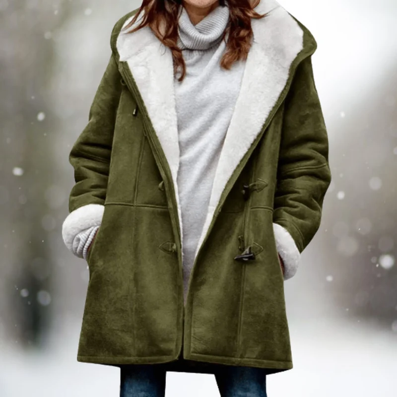 Vania Fleece Wildlederjacke mit halblanger Kapuze
