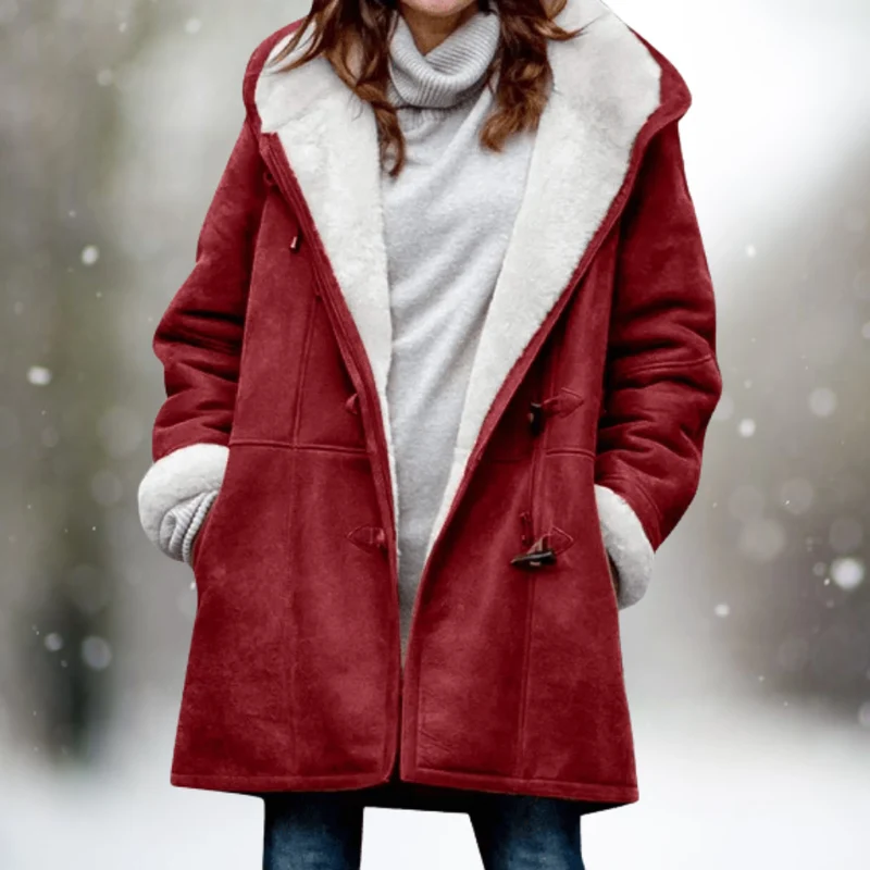 Vania Fleece Wildlederjacke mit halblanger Kapuze