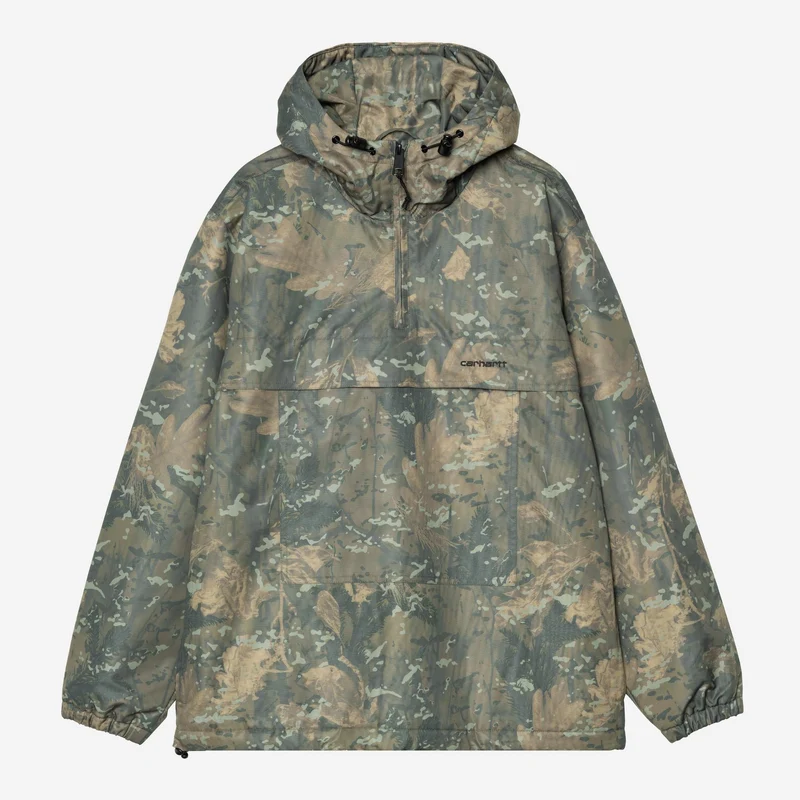 Carhartt WIP Herren-Windbreaker-Pulloverjacke | Camouflage-Grün