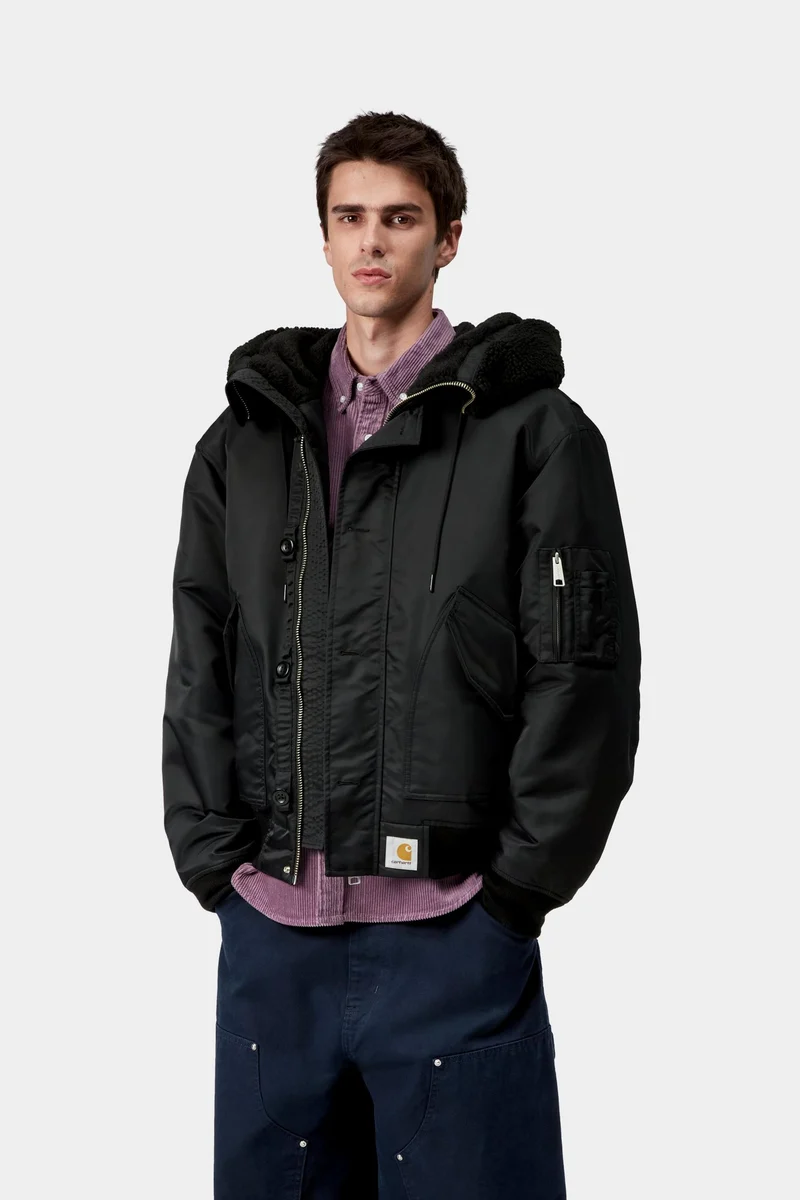 Carhartt WIP Oltera Bomberjacke mit Kapuze für Herren | Schwarz