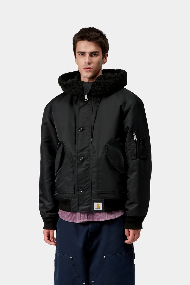 Carhartt WIP Oltera Bomberjacke mit Kapuze für Herren | Schwarz