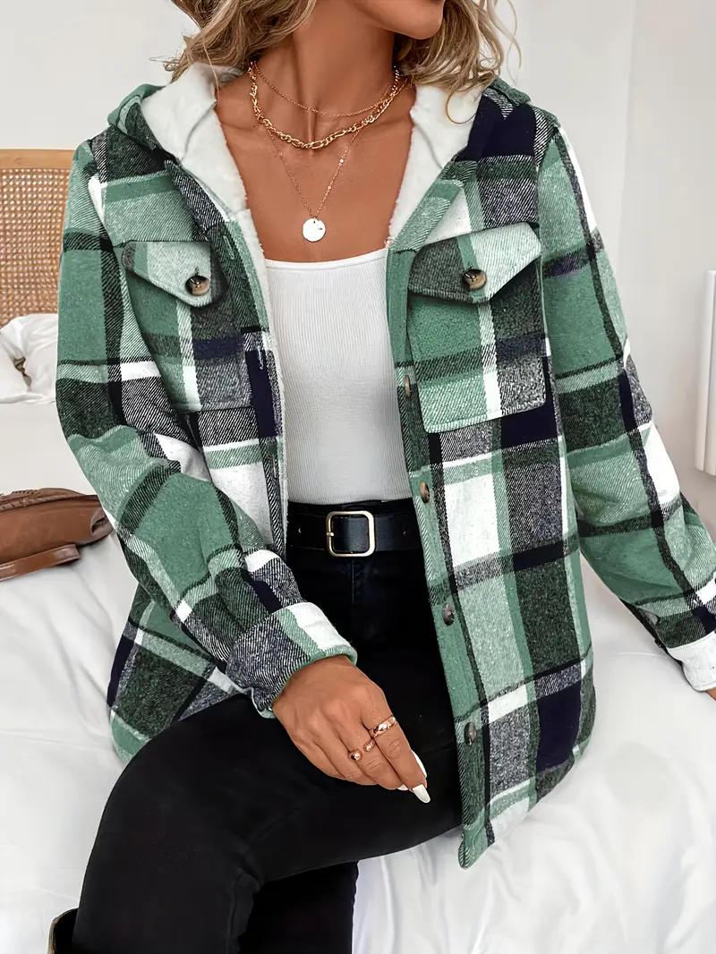 Karo | Kapuzenjacke mit Karomuster und Fleece-Futter