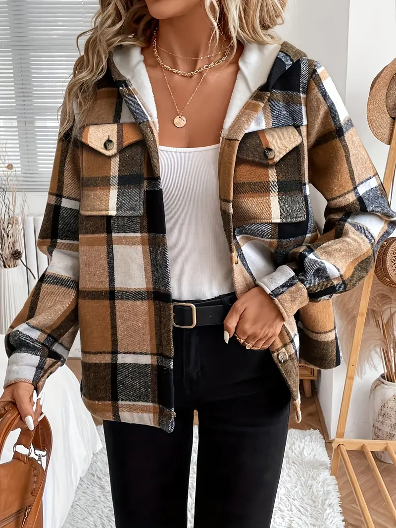 Karo | Kapuzenjacke mit Karomuster und Fleece-Futter