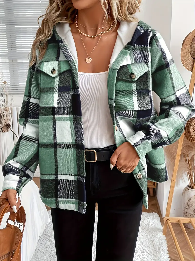 Karo | Kapuzenjacke mit Karomuster und Fleece-Futter