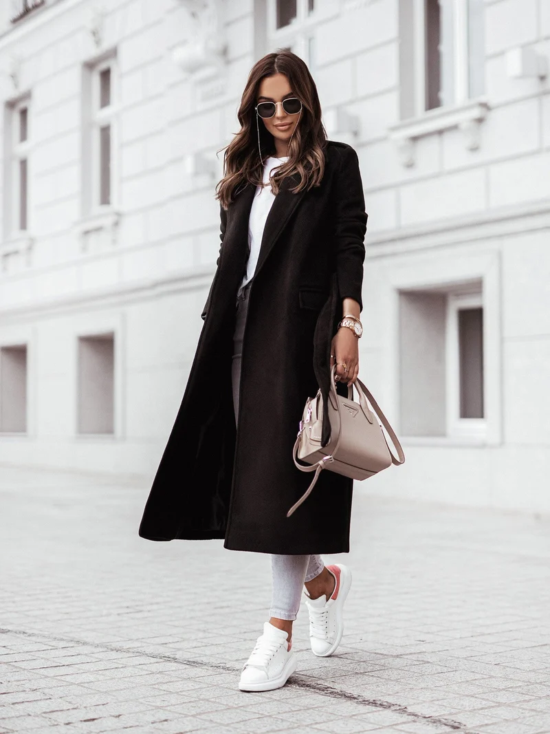 Sella | Wollmantel für Damen mit Revers und Bindegürtel