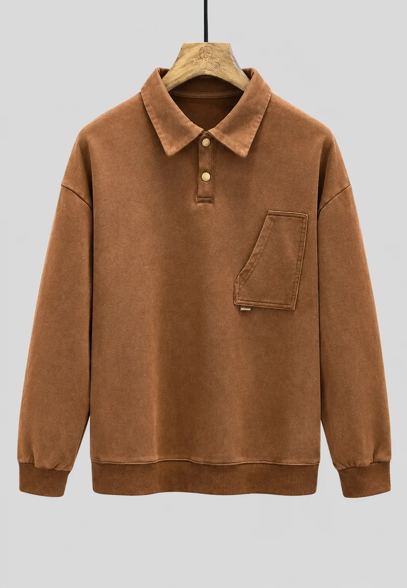 Langärmliges Polohemd mit Washed-Effekt – Dante
