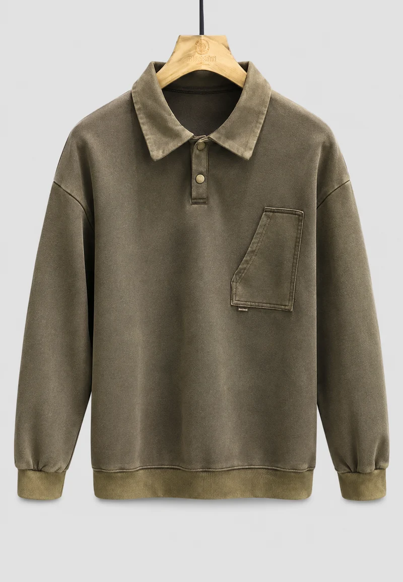Langärmliges Polohemd mit Washed-Effekt – Dante