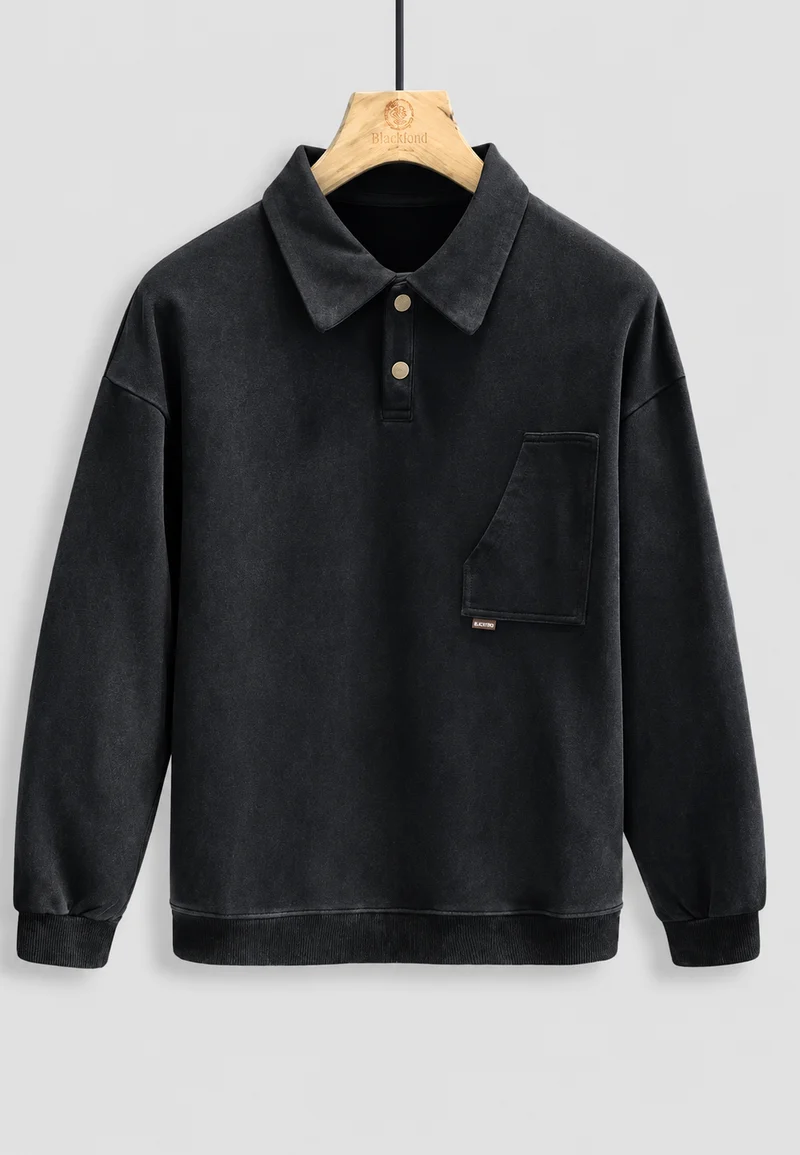 Langärmliges Polohemd mit Washed-Effekt – Dante