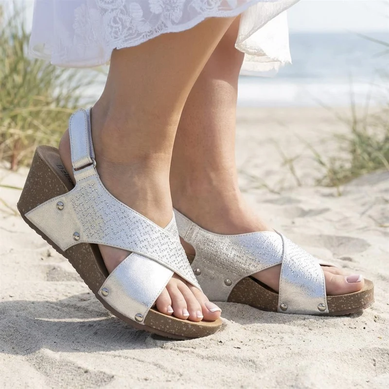 Bellissimo Wide Fit Slingback Sandals - BELBAIZH43027 / 329 115 - Metallic