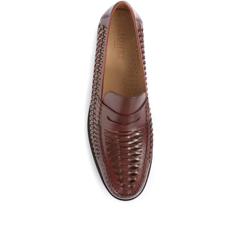 Riverside Woven Leather Loafers - RIVERSIDE / 319 873 - Cognac