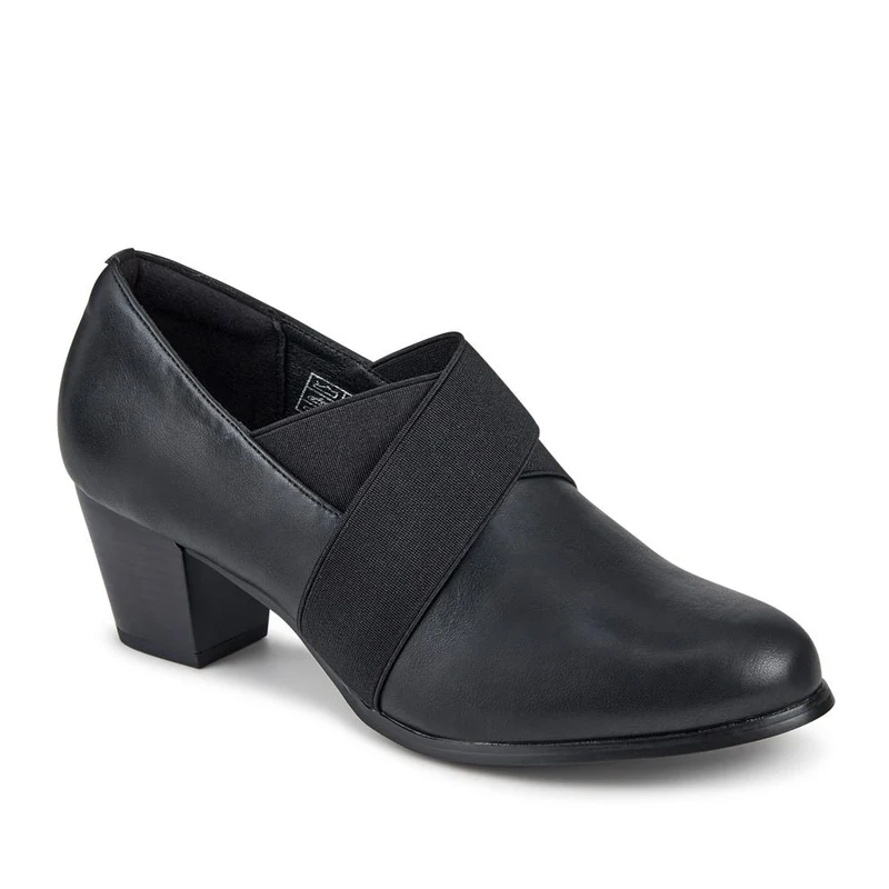 Smart Elasticated Block Heel Shoes - SANYI42003 / 328 057 - Black