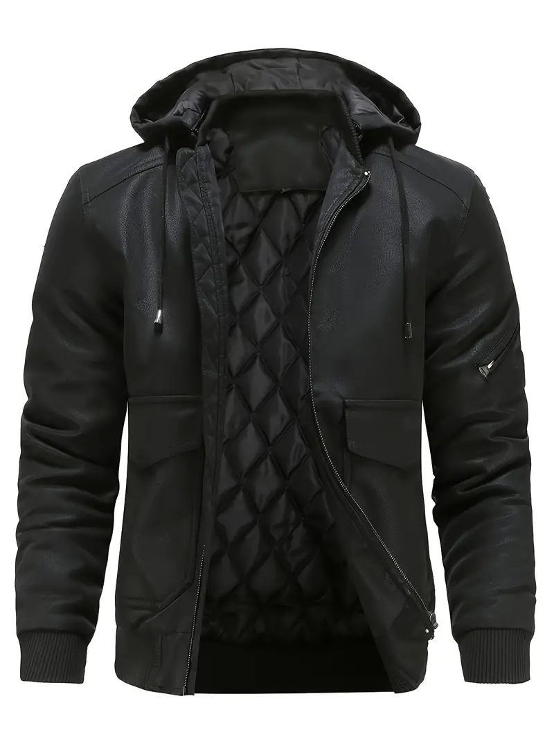Lyrissa | Herren Leder-Winterjacke mit Kapuze