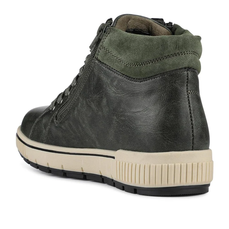 Lace Up Boots With Side Zip - SIN42000 / 328 220 - Khaki