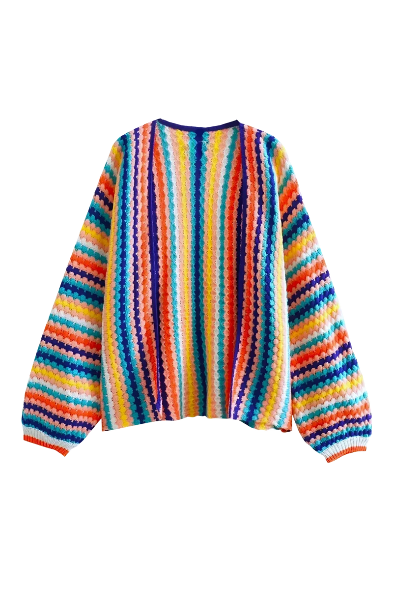 Mehrfarbiger, gestreifter Oversize-Strickcardigan – Lotte