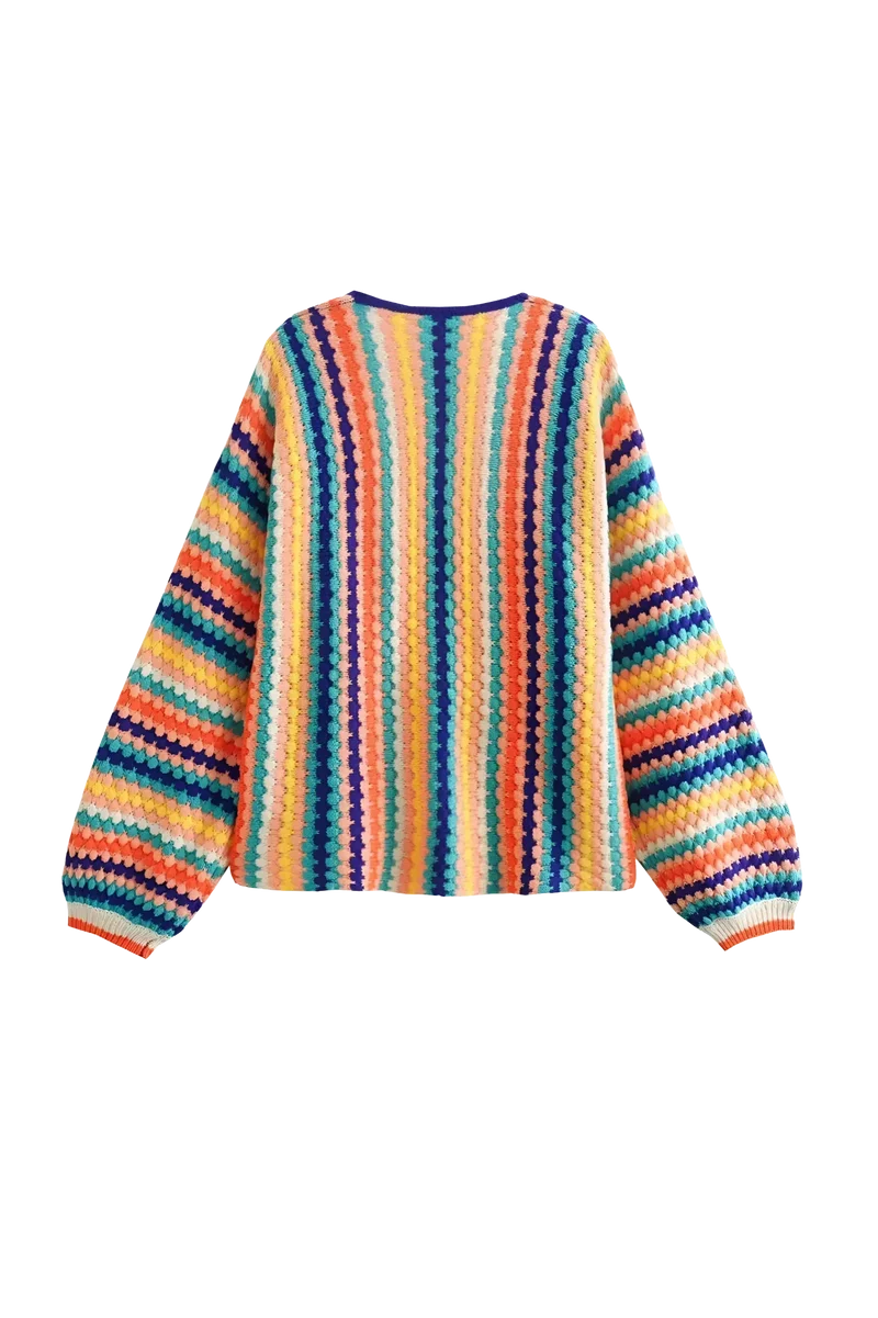 Mehrfarbiger, gestreifter Oversize-Strickcardigan – Lotte