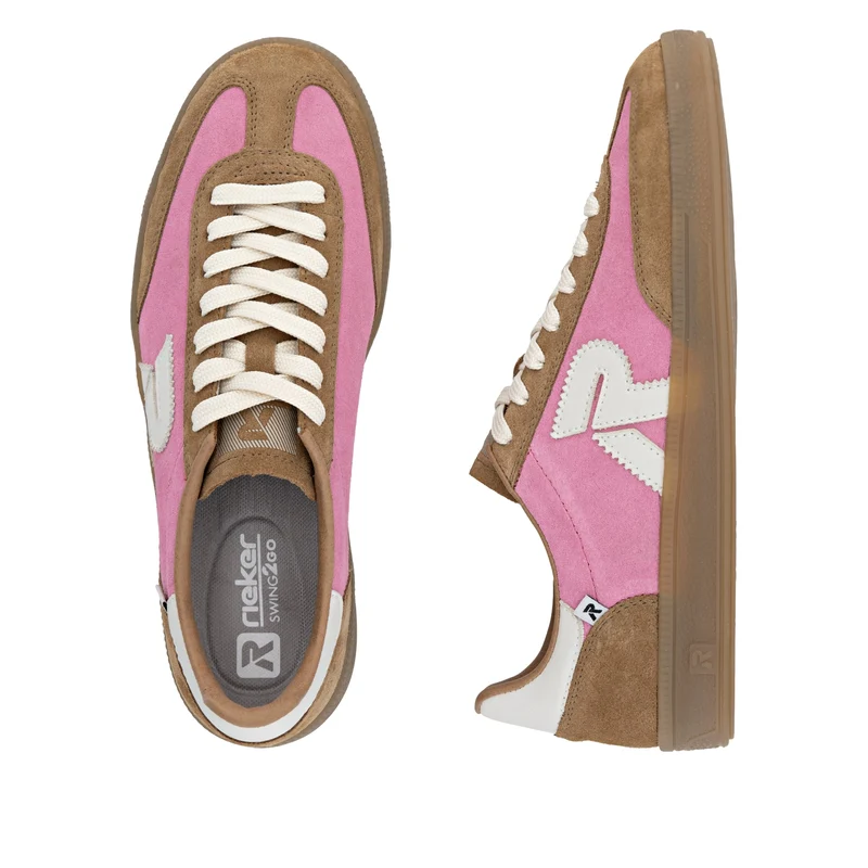 Rieker Modische Leder-Sneaker für Damen | Rosa