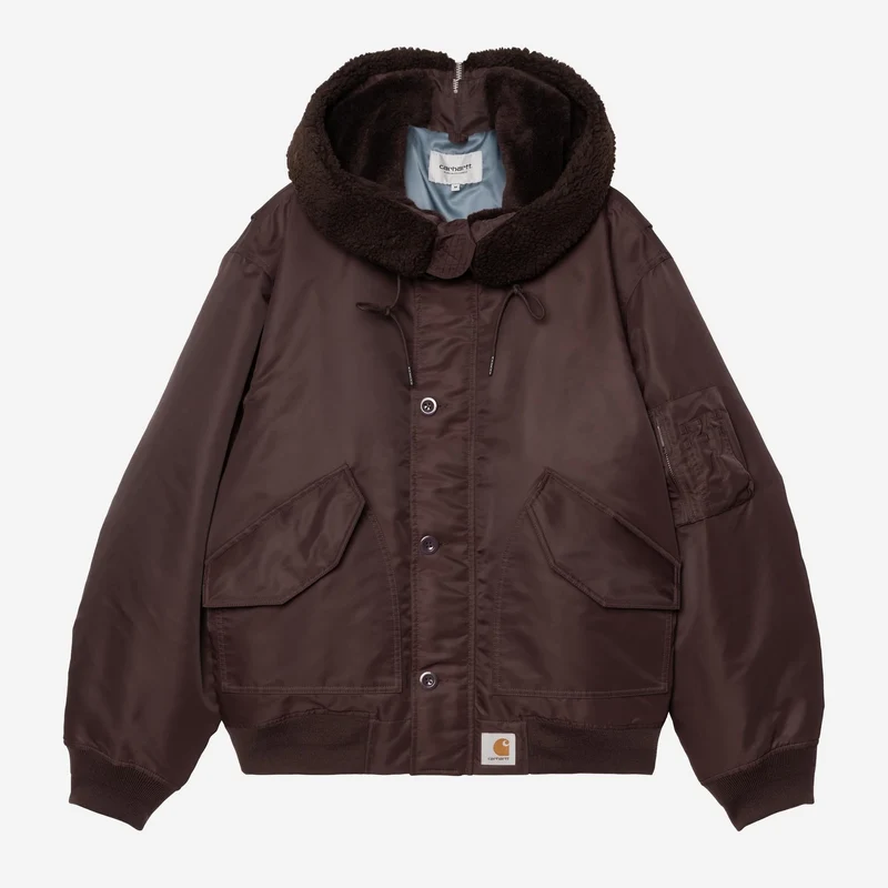 Carhartt WIP Herren Oltera Bomber Kapuzenjacke | Palisander / Angelit