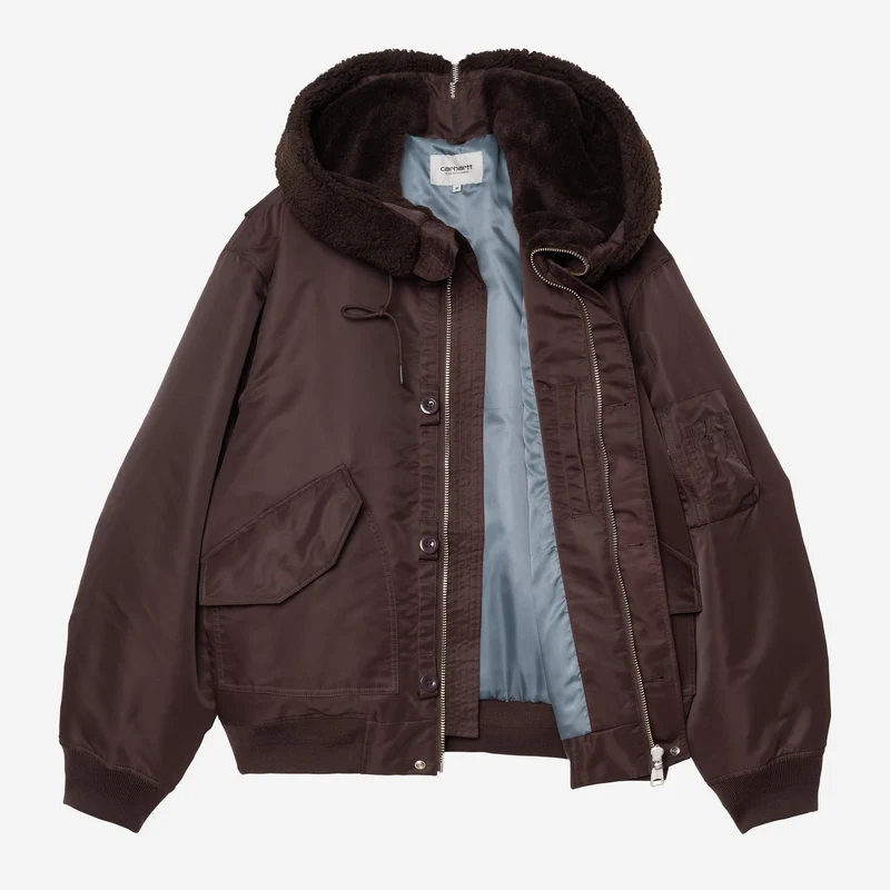 Carhartt WIP Herren Oltera Bomber Kapuzenjacke | Palisander / Angelit