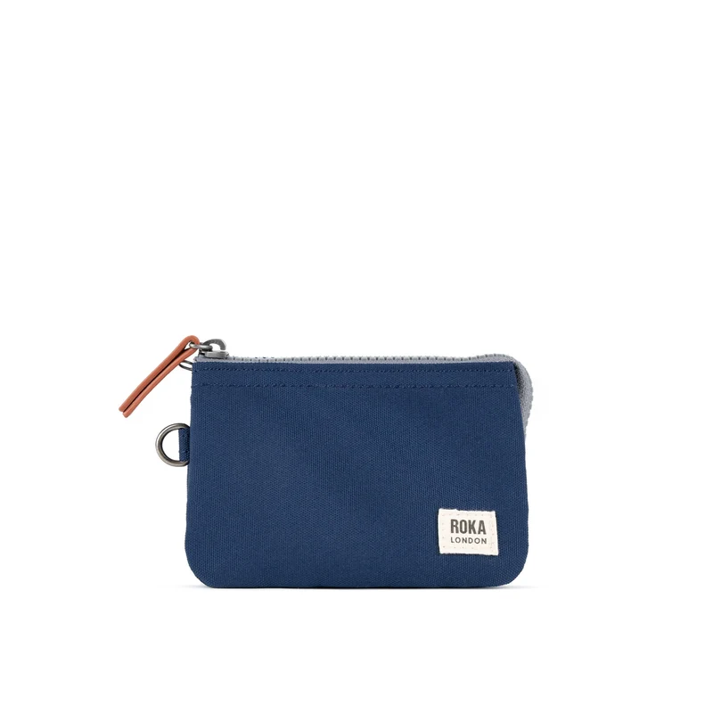 ROKA Carnaby Kleine, knackig blaue Handtasche aus recyceltem Canvas