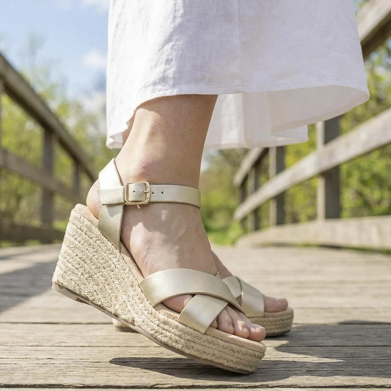 Lightweight Wedge Espadrilles - WBINS37095 / 323 624 - Gold