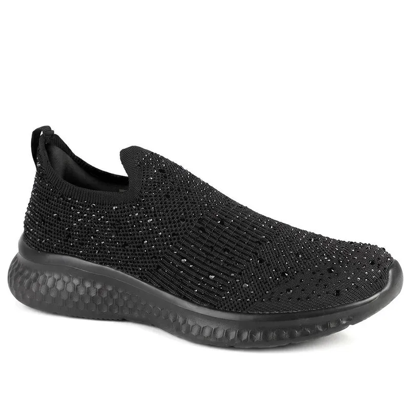 Wide Fit Memory Foam Easy Step In Trainers - BRK43042 / 329 071 - Black