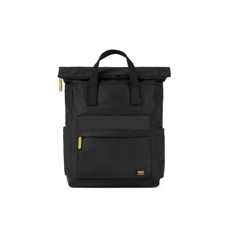 ROKA Canfield B Gold Label Schwarze mittelgroße Tasche aus recyceltem Nylon
