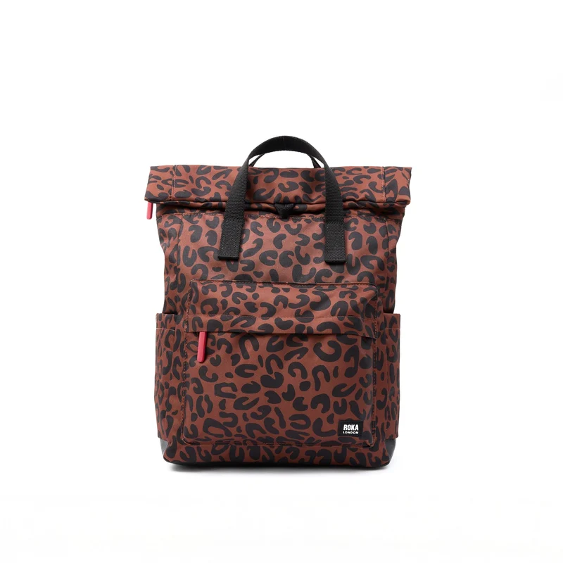 ROKA Canfield B Leopardenmuster Mittlere Tasche aus recyceltem Canvas