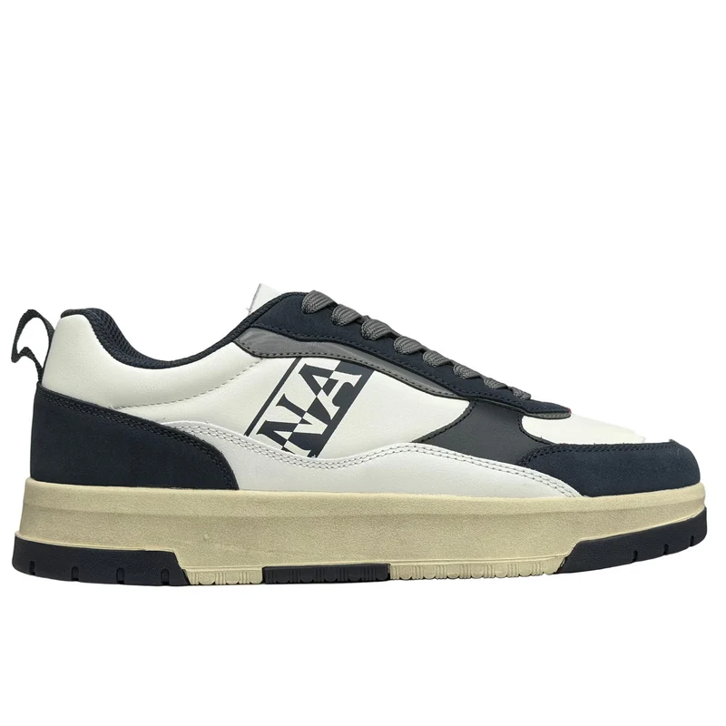 Napapijiri Herren Dust Leder Sneakers | Weiß / Marine