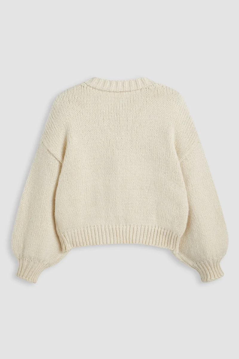 Lockerer Strickcardigan mit V-Ausschnitt und Kirschapplikationen – Frieda