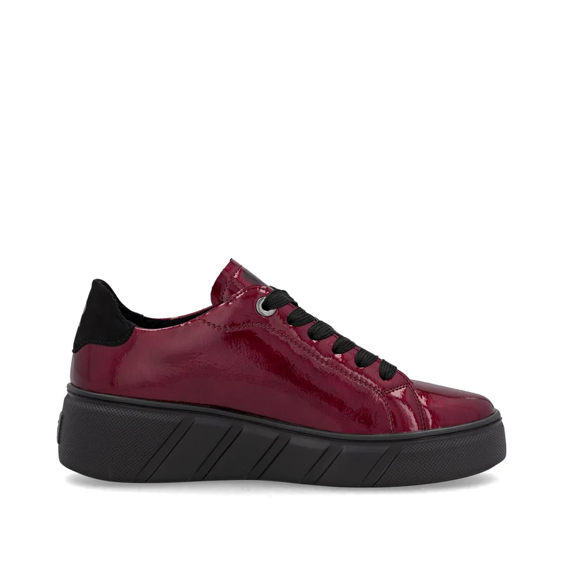 Rieker Damenmode Leder Lack Turnschuhe | Rot