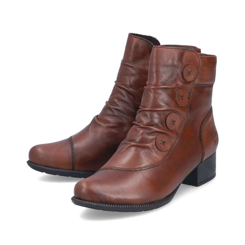 Rieker Damen Stiefeletten mit Knopfdetail | Braun