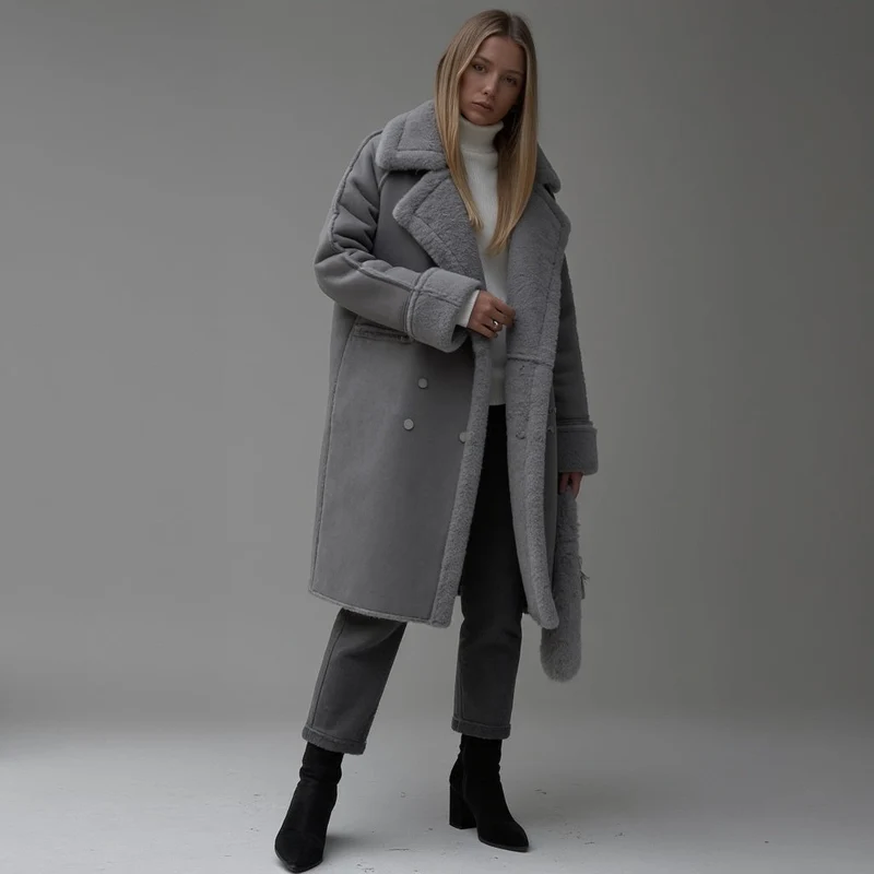 Heleyna | Wintermantel aus Wildleder