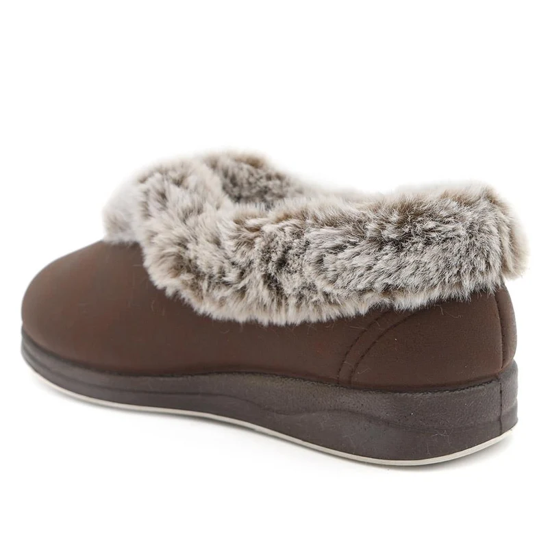 Wide Fit Memory Foam Cosy Slippers - QING42006 / 327 933 - Chocolate