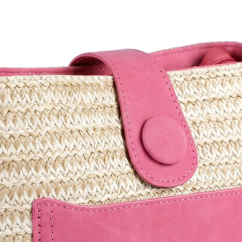 Woven Shoulder Bag with Faux Leather Trim - RIM43000 / 329 297 - Pink