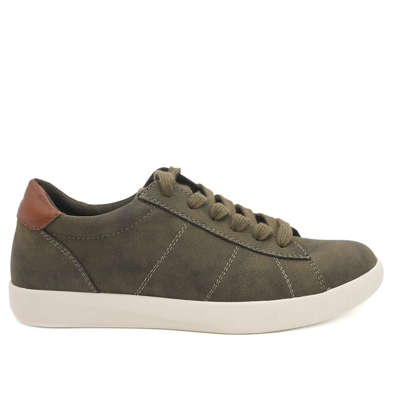 Casual Lace Up Platform Trainers - WBINS43017 / 329 059 - Olive