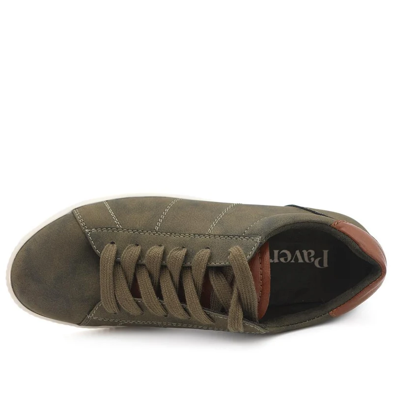 Casual Lace Up Platform Trainers - WBINS43017 / 329 059 - Olive