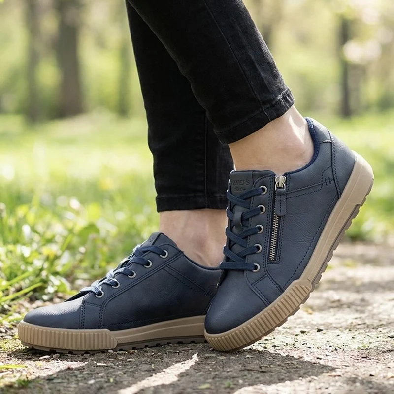 Wide Fit Zip & Lace Trainers - WBINS41019 / 326 929 - Navy
