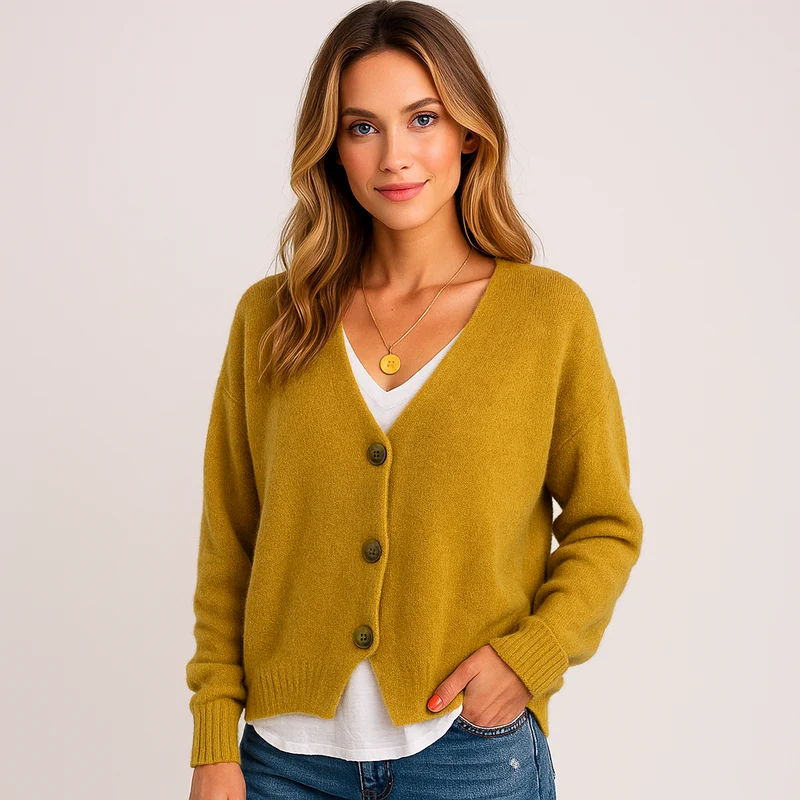 Kurze Damenstrickjacke aus weichem Strick - Noor
