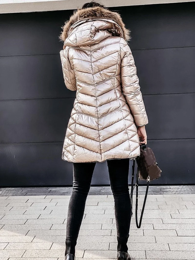 Elenah | Herbst- und Winter-Daunenjacke mit Pelzkragen für Damen